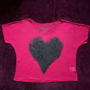 Rocker Girl M (Juniors) Pink Semi-Sheer Crop Top